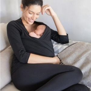 Seraphine Skin To Skin Wrap Top Black Size Large